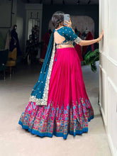 Tussar silk traditional Lehenga multi floral border in pink (skirt stitched)