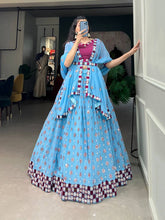 Sky sequins and mirror work Lehenga