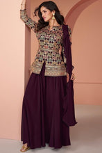 Janisha readymade - wine embroidered jacket and palazzo