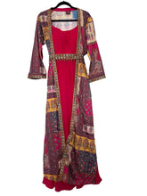 Hot pink anarkali with multicolour jacket