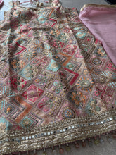 Baby pink embroidered suit with trending farshi salwaar
