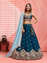 Teal Georgette sequins lehenga