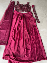 Burgundy skirt set with cape