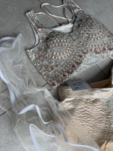 White gold tissue lehenga
