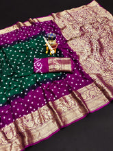 Bandhej silk saree with kanchipuram border