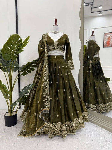 Mehendi Green jimmy choo lehenga (skirt stitched)