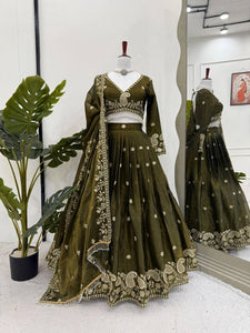 Mehendi Green jimmy choo lehenga (skirt stitched)