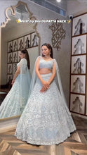 Sky blue sequins and thread partywear Lehenga