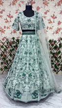 Mint green floral sequinned partywear Lehenga