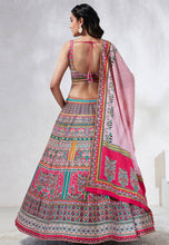 Pink georgette silk lehenga