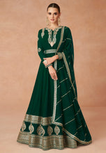 Janisha -  georgette reception readymade gown in bottle green
