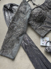 Grey steel lehenga saree