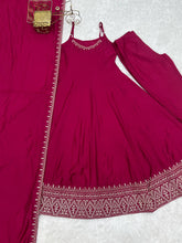 Roman silk chanderi sleeveless Anarkali set