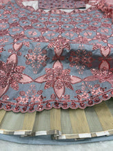 Grey and pink sequinned partywear Lehenga