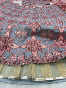 Grey and pink sequinned partywear Lehenga