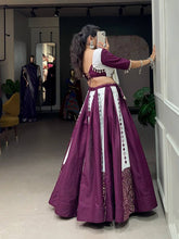 Magenta readymade mirror and shells readymade Lehenga