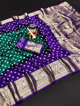 Bandhej silk saree with kanchipuram border