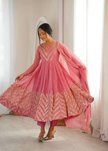 Pink crunchy silk anarkali