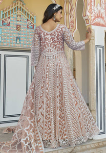 Peach mirror work anarkali - size 44 & 46