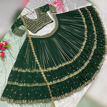 Pine green flowy Lehenga