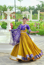 Mustard and purple big flair pure cotton readymade chaniya choli