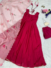 Maroon chinon anarkali readymade
