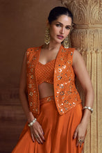 Burnt orange palazzo set with short mirror jacket