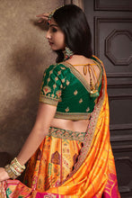 Royal collection- yellow and rani pink banarasi silk Lehenga