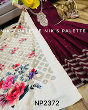 Niks collection - wine silk anarkali with floral dupatta (plus sizes too)