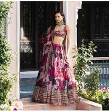 Purple floral shaded Lehenga