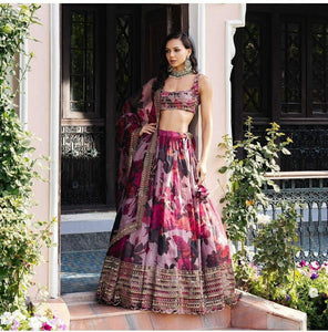 Purple floral shaded Lehenga