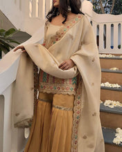 Mustard and white sharara set