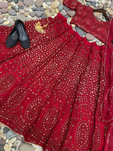 Petite - red sequins embroidered Lehenga