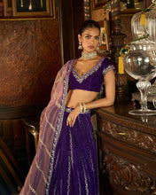 Purple velvet elegant Lehenga