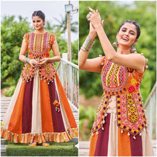 Khelayia colourful skirt with embroidered panel top - readymade (New trend)