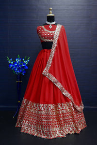 Elegant and simple red georgette Lehenga