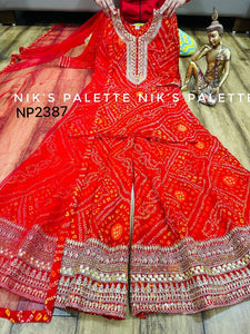 Niks collection - 3 piece bandhani suit in red