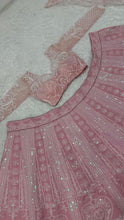 Pastel pink silk Dori work lehenga