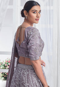 Light purple pure chiffon wedding Lehenga