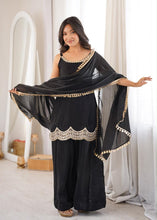 Fendy silk strappy black palazzo set