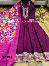 Niks collection - purple modal chanderi silk anarkali (plus size option)