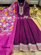 Niks collection - purple modal chanderi silk anarkali (plus size option)