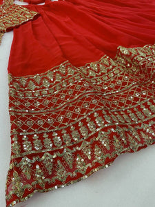 Elegant and simple red georgette Lehenga