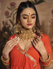 Orange bandhej gown set (also for plus sizes)