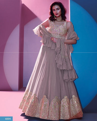 Ariana - dusty mauve Lehenga and ruffle dupatta