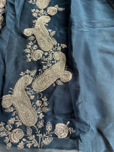 Ink blue palazzo set with keri embroidery
