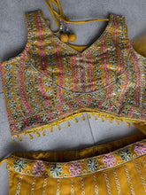 Yellow mirror and thread lightweight Lehenga