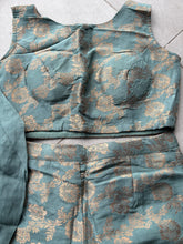 Baby blue banarasi trouser suit with jacket