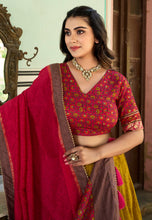 Tussar silk Lehenga with keri design in mustard