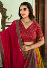 Tussar silk Lehenga with keri design in mustard